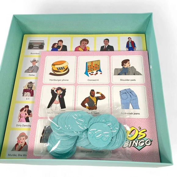 80's BINGO Game, Retro Fun Amusing Memories Pop Culture‎ Icons Outfits, Unused - Picture 5 of 6